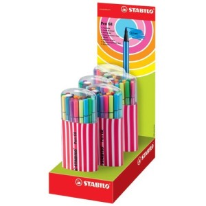 Estuche de 20 rotuladores fibra Stabilo Pen 68 zebrui cereza/blanco