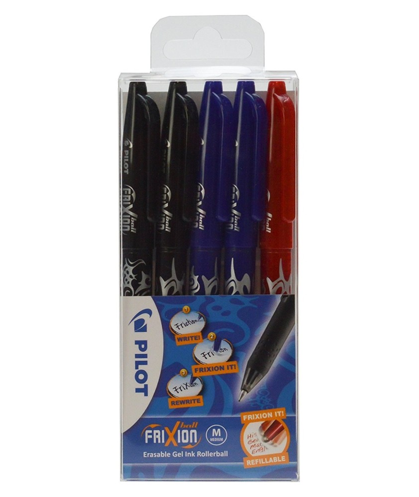5 Bolígrafos borrables Pilot Frixion Balll 2 azules  2 negros y 1 rojo