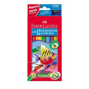 Lápices acuarelables Faber Castell  estuche de 12 ecolápices + pincel de regalo