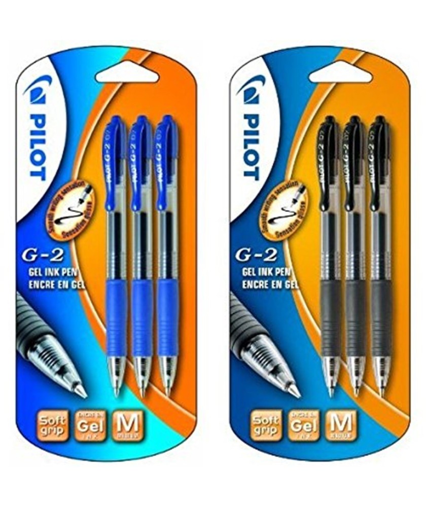 3 Bolígrafos Pilot G-2 azul + 3 Pilot G-2 negro