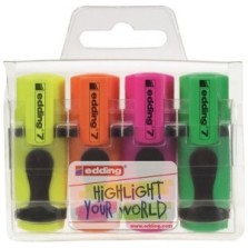4 Marcadores fluorescente Edding 7 Mini 4 colores