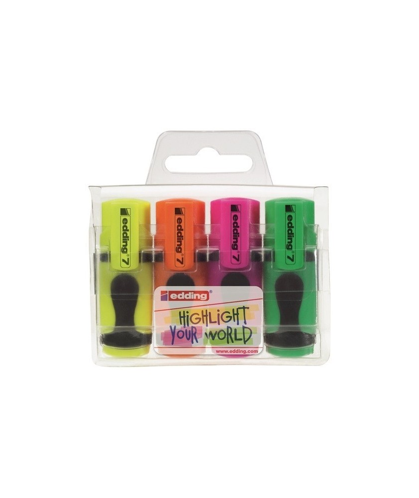 4 Marcadores fluorescente Edding 7 Mini 4 colores