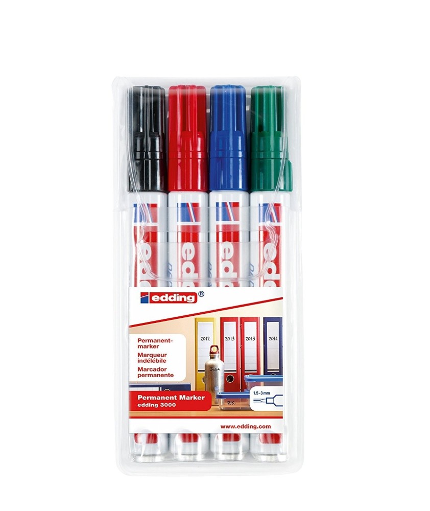 Edding 3000-4 Marcadores Permanentes uno de cada color (Azul