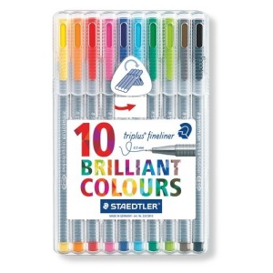 Bolsa de 10 rotuladores fibra Staedtler Fineliner 334