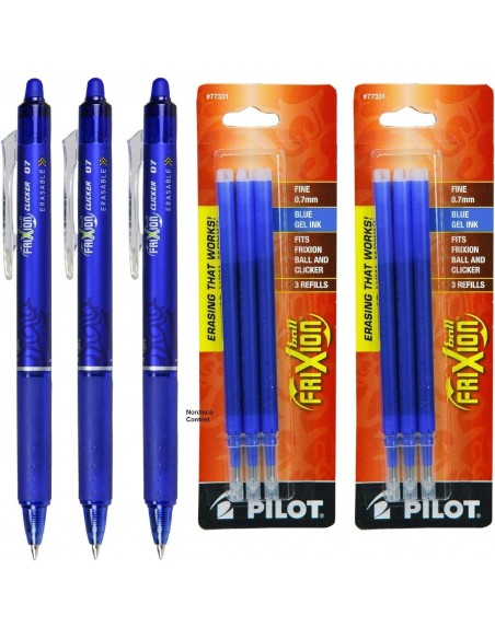3 Bolígrafos borrables Frixion Clicker y seis recambios