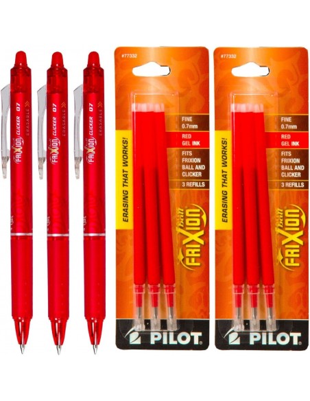 3 Bolígrafos borrables Frixion Clicker y seis recambios