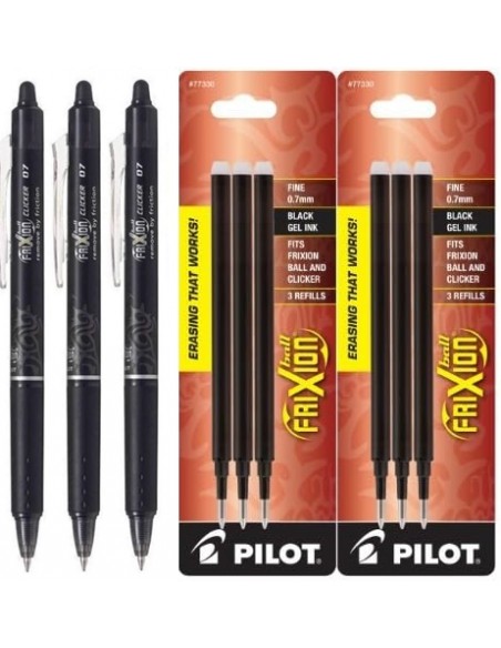 3 Bolígrafos borrables Frixion Clicker y seis recambios