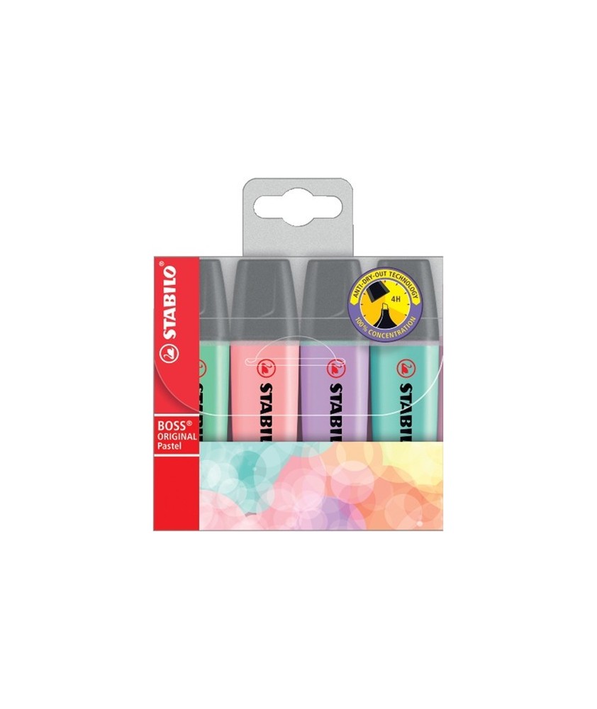 4 Marcadores fluorescentes Stabilo Boss 70 pastel
